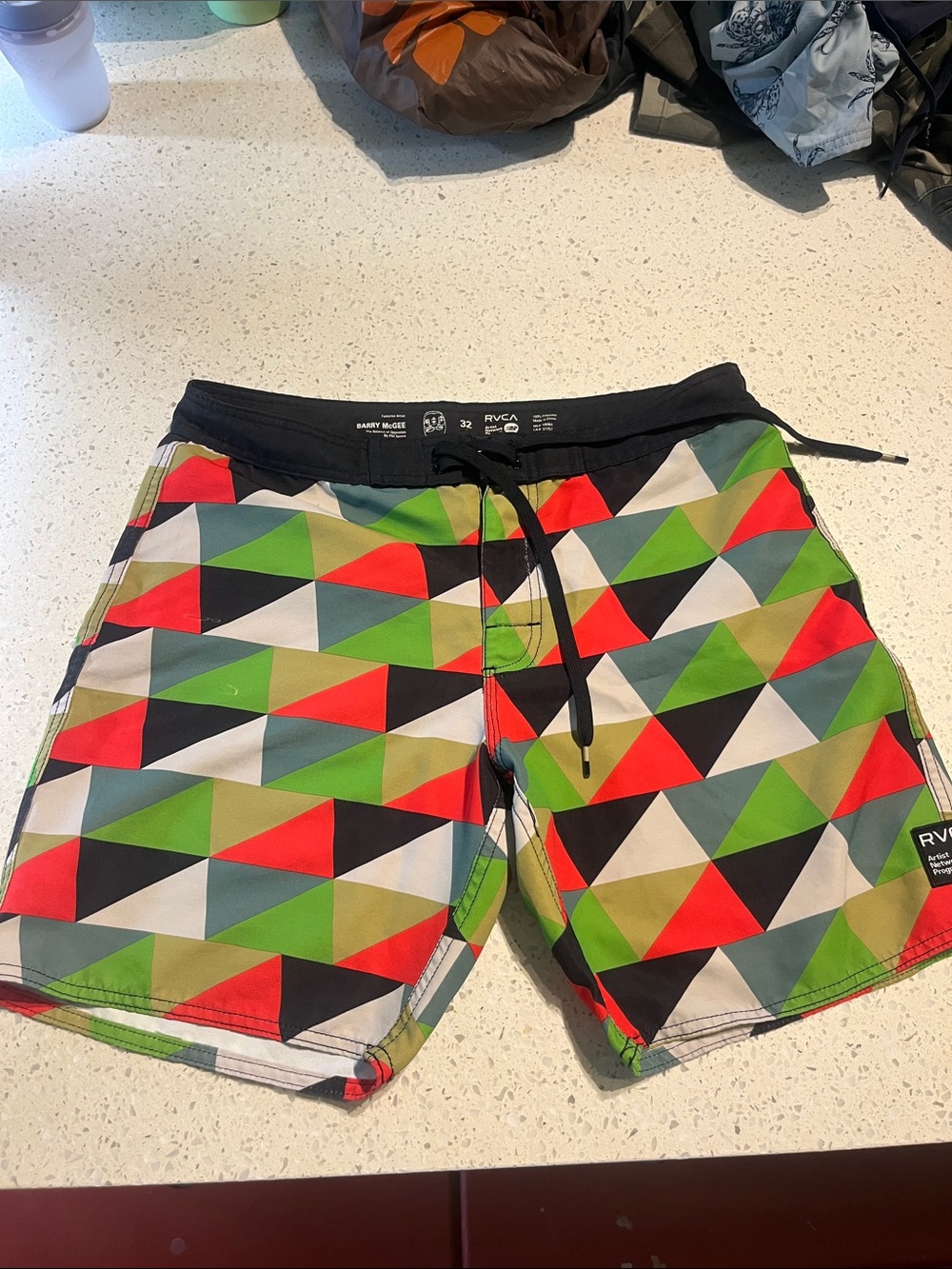 RVCA Multicolor Geometric Triangle Swim Shorts